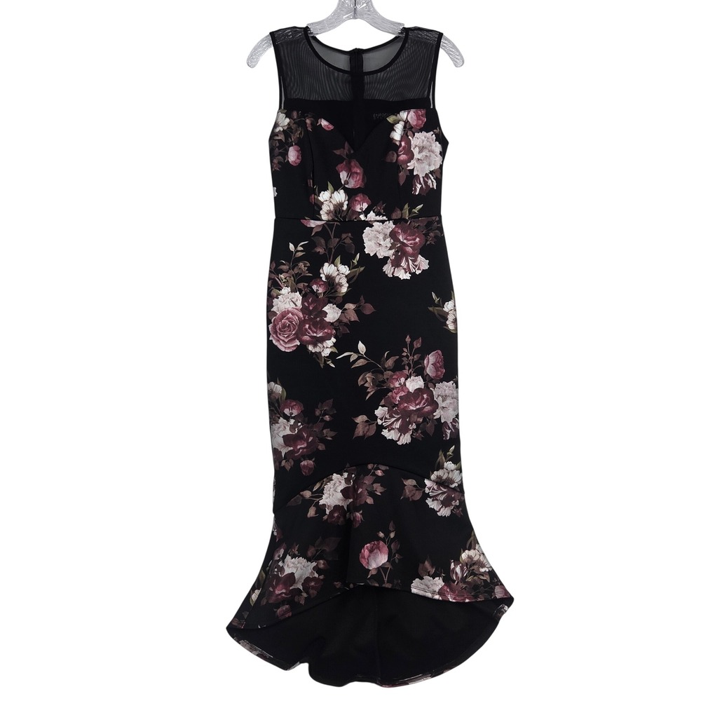 Enfocus Studio Mermaid Dress 4 Black Dark Floral Whimsigoth Mesh High-Low